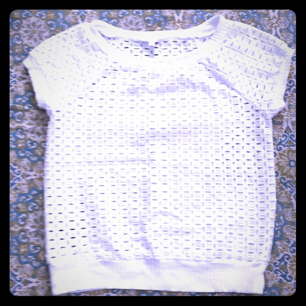 Anthropologie white eyelet pullover